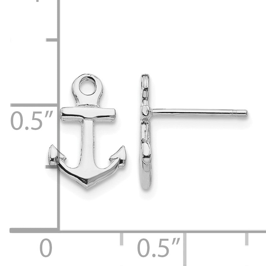 14K White Gold Anchor Post Earrings