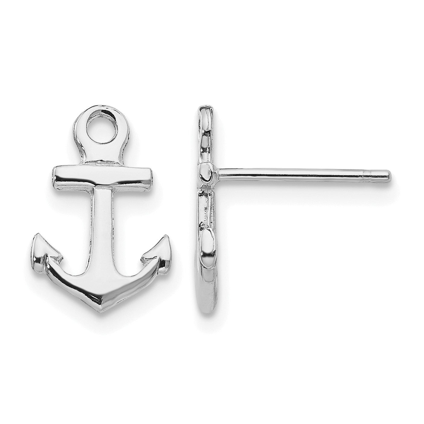 14K White Gold Anchor Post Earrings