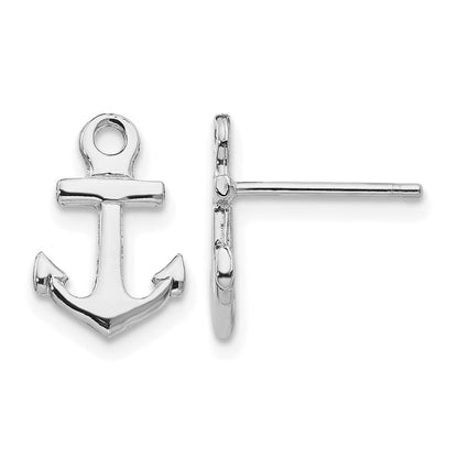 14K White Gold Anchor Post Earrings