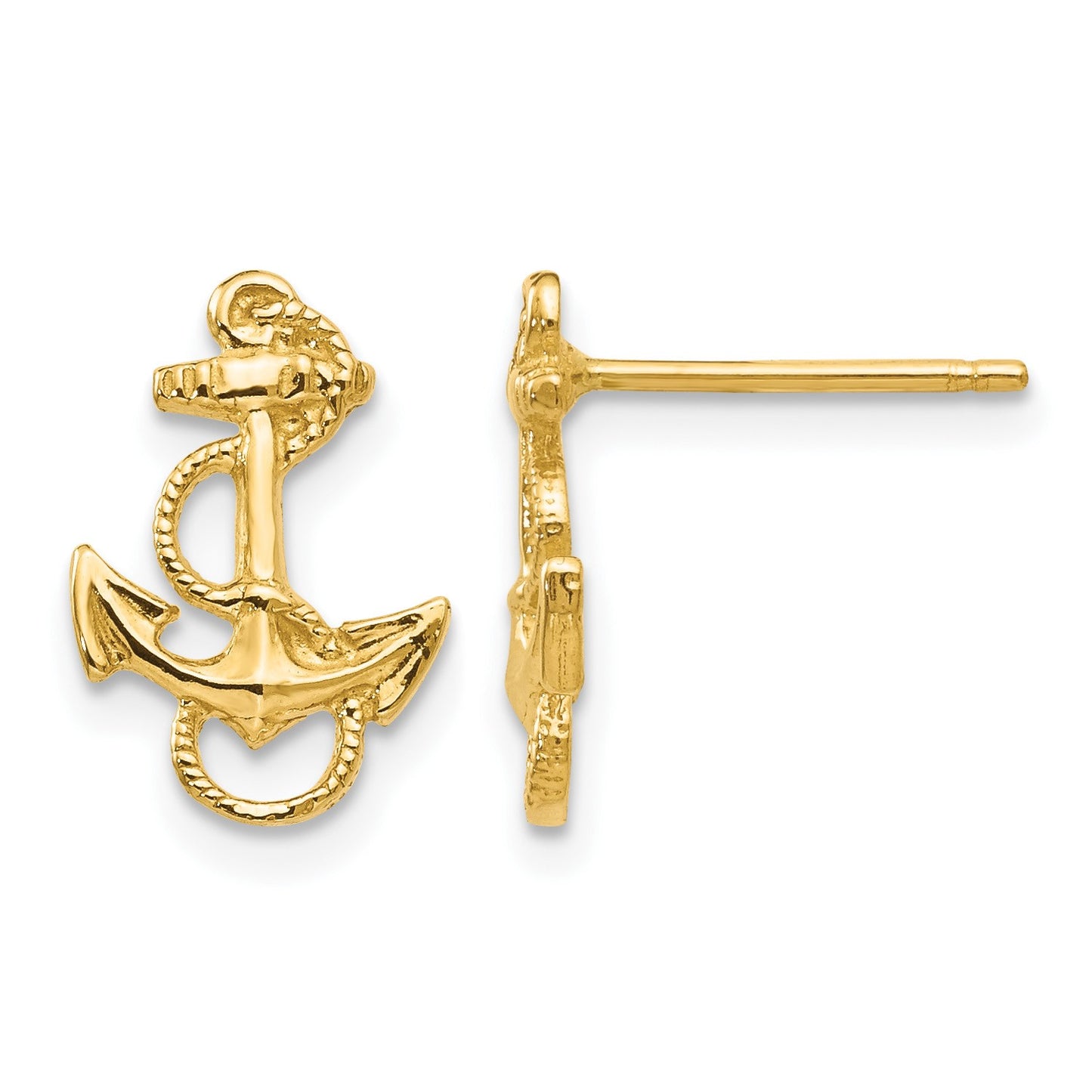 14K Anchor with Rope Trim Post Earrings