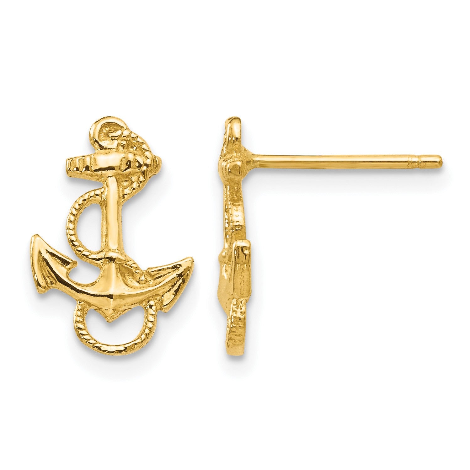 14K Anchor with Rope Trim Post Earrings