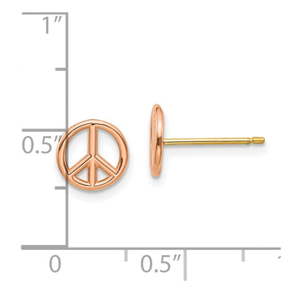 14K Yellow & Rose Gold Polished Peace Symbol Post Earrings