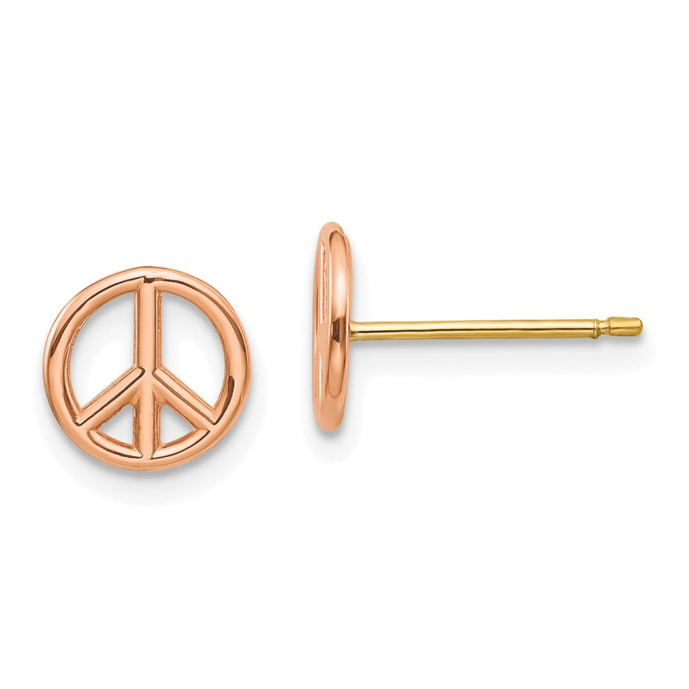 14K Yellow & Rose Gold Polished Peace Symbol Post Earrings