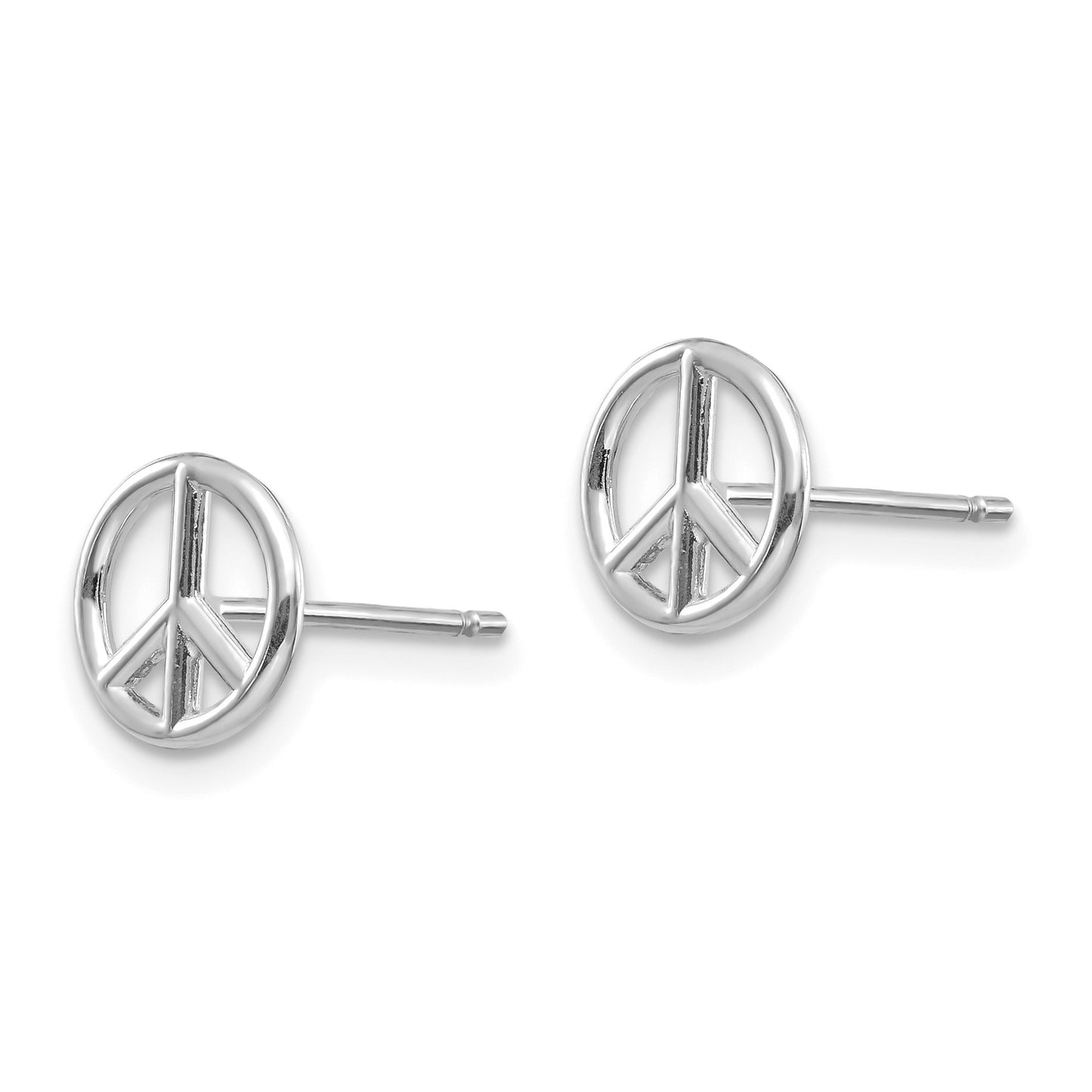 14K White Gold Polished 8mm Peace Symbol Post Earrings