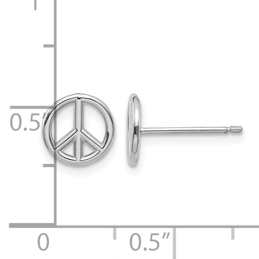 14K White Gold Polished 8mm Peace Symbol Post Earrings