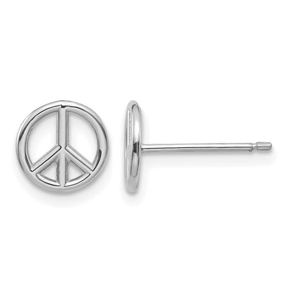 14K White Gold Polished 8mm Peace Symbol Post Earrings