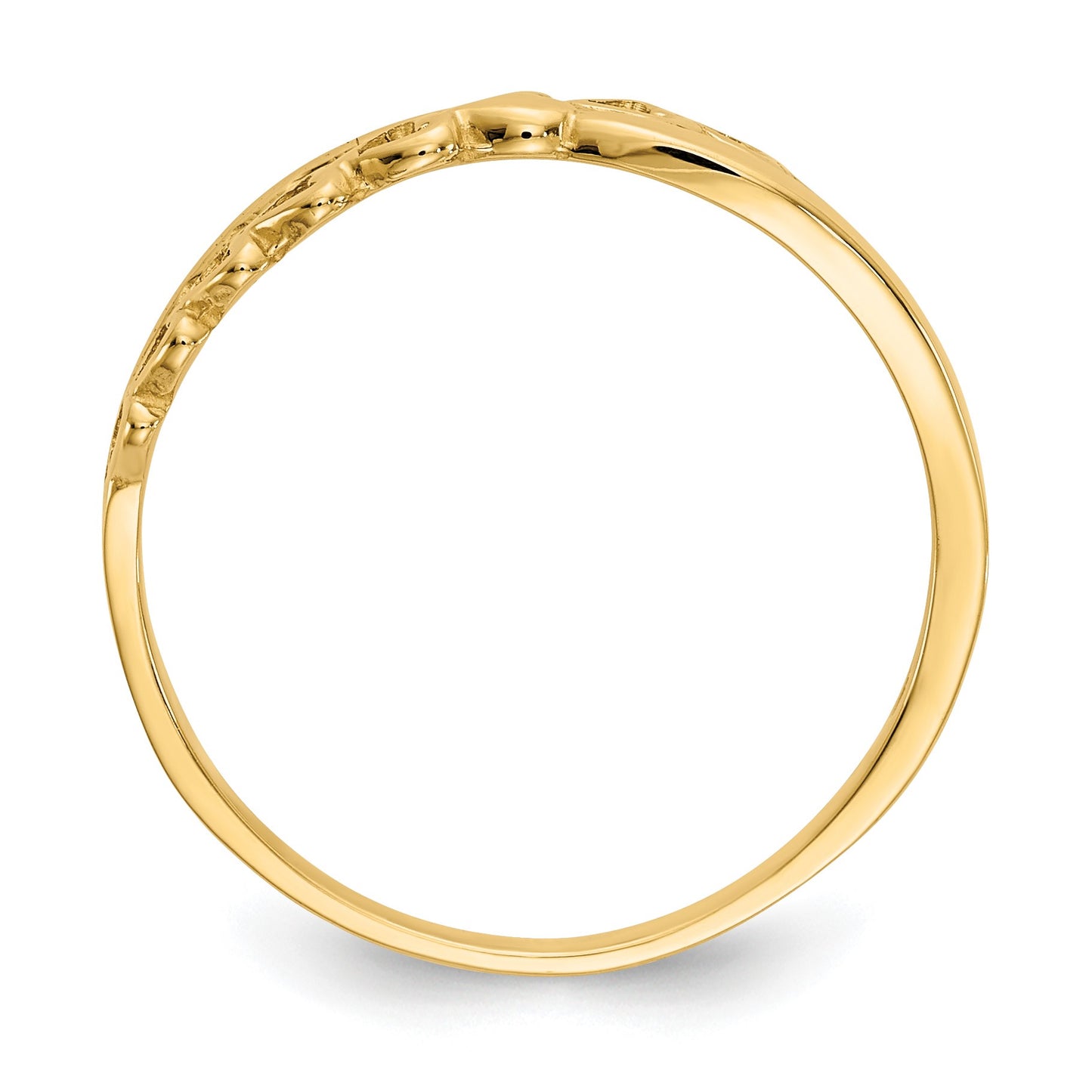14K Polished Criss Cross Pattern Hearts Ring