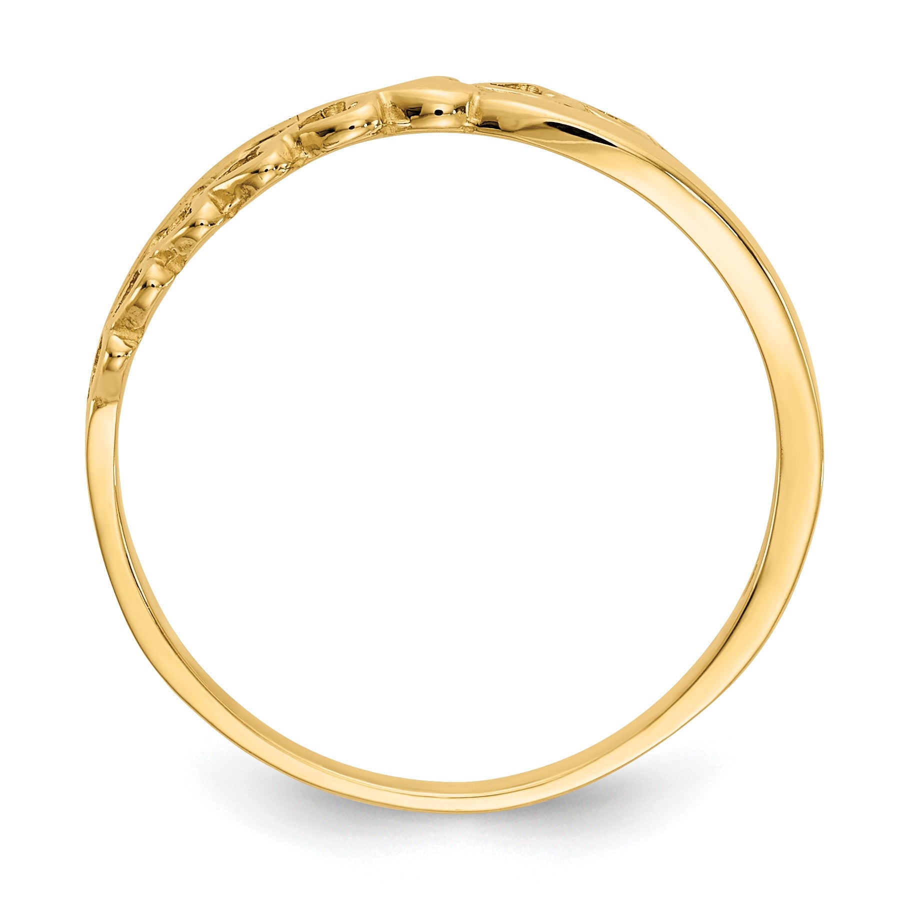 14K Polished Criss Cross Pattern Hearts Ring