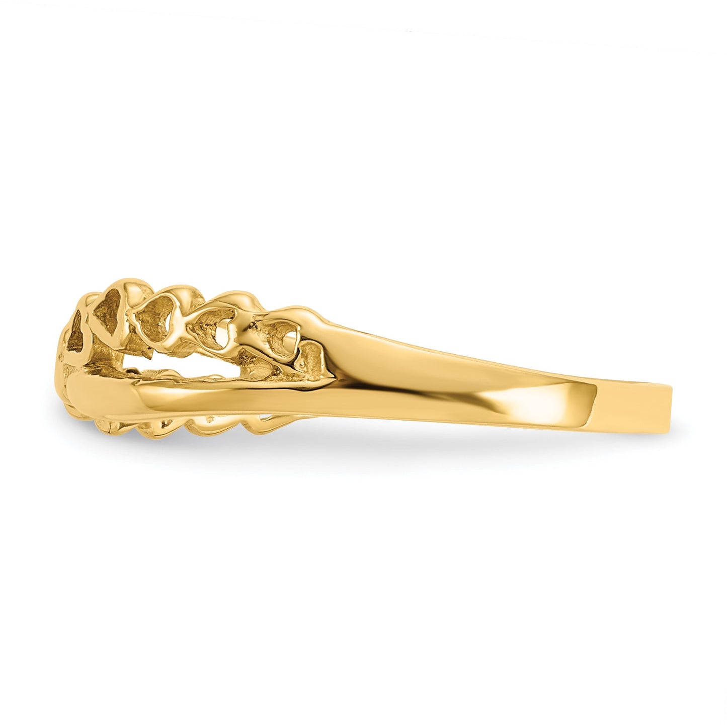14K Polished Criss Cross Pattern Hearts Ring