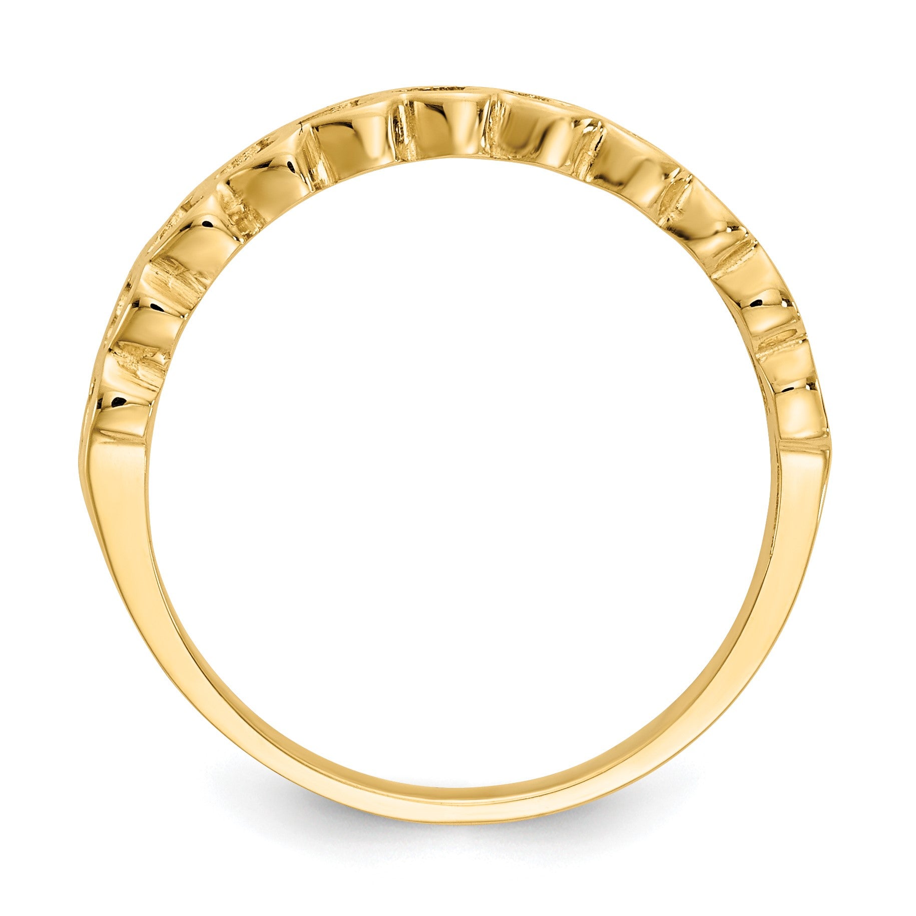 14k Polished Chain Hearts Ring