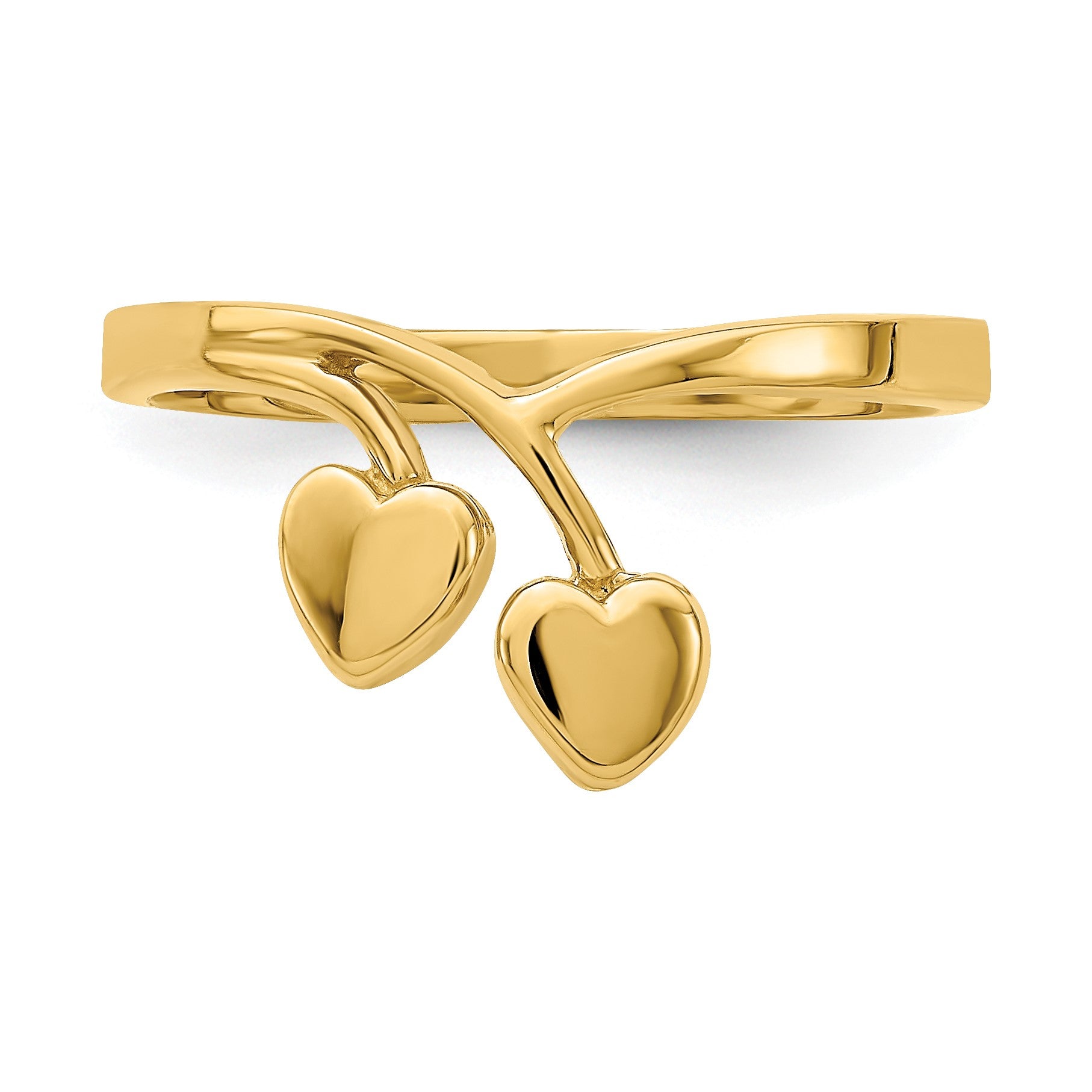 14K Double Heart Drop Ring