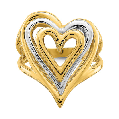 14K Two-tone Triple Stacked Heart Ring