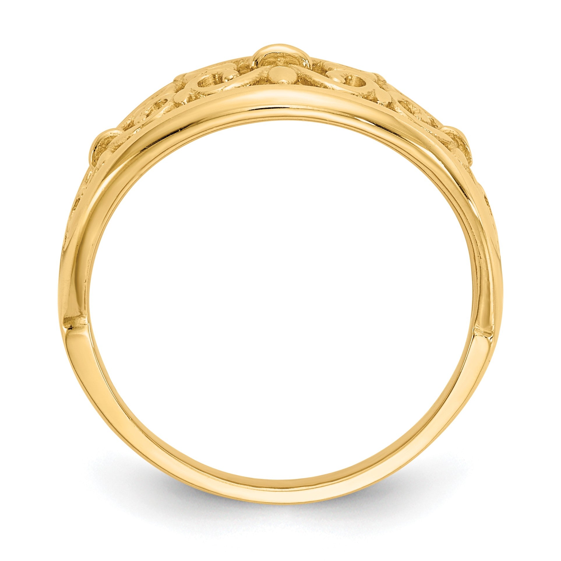 14K Fleur-De-Lis Tapered Filigree Ring