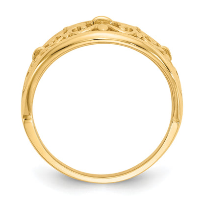 14K Fleur-De-Lis Tapered Filigree Ring
