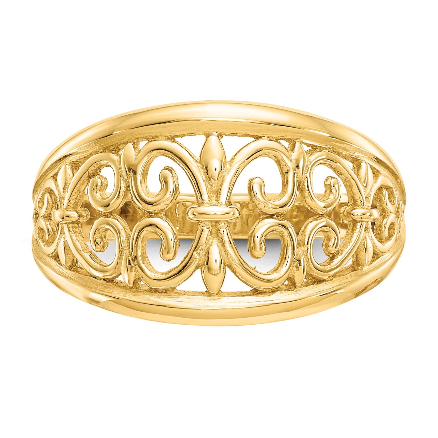 14K Fleur-De-Lis Tapered Filigree Ring