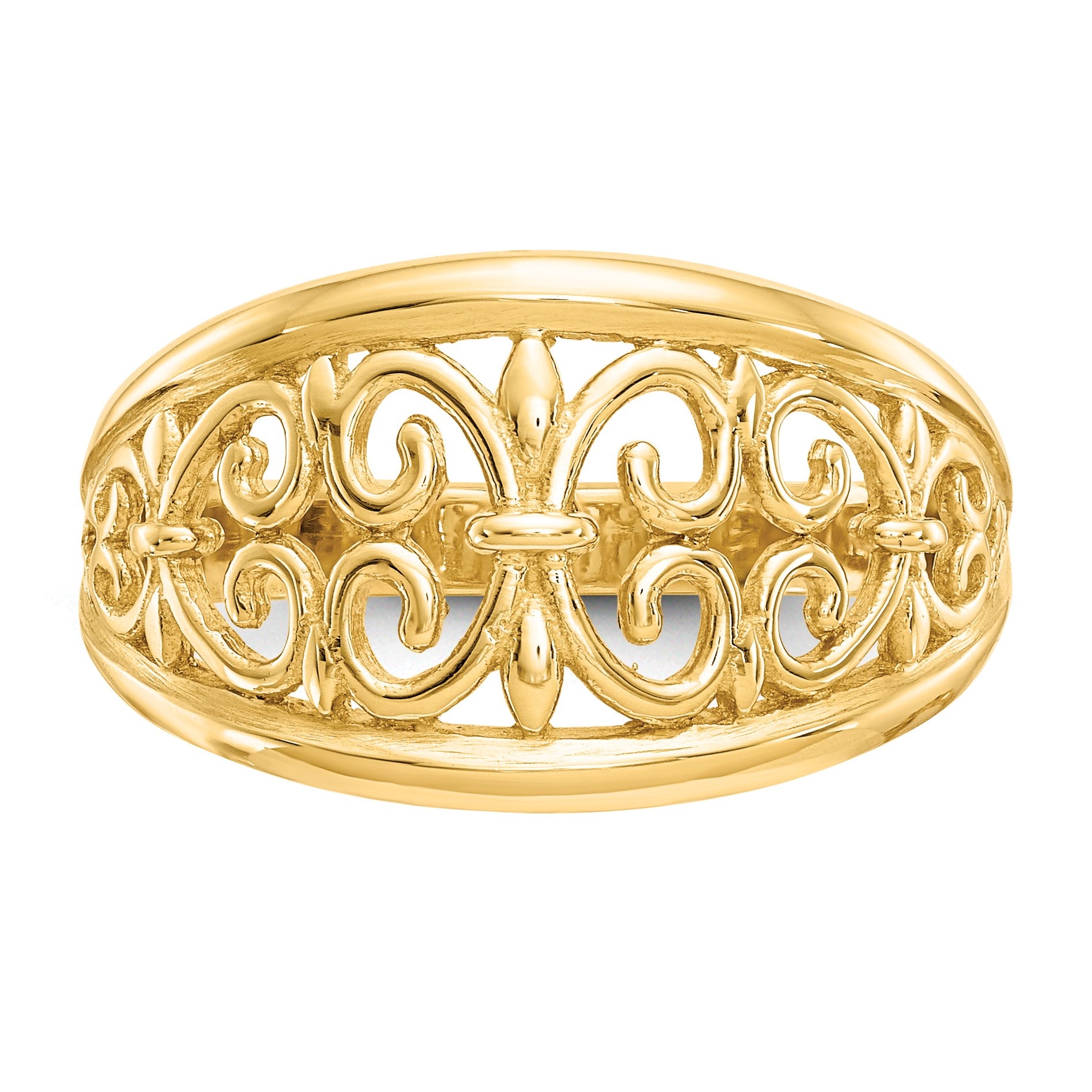 14K Fleur-De-Lis Tapered Filigree Ring