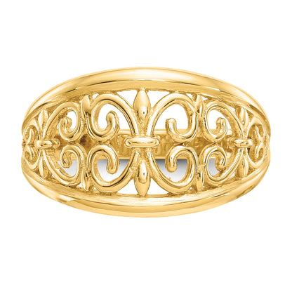 14K Fleur-De-Lis Tapered Filigree Ring
