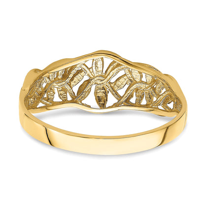 14K Diamond-cut Cut-Out Vine and Leaf Design Dome Ring