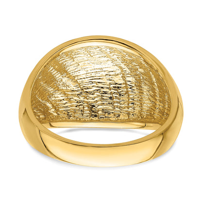 14K Diamond-cut Lattice Pattern Dome Ring