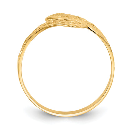 14K Lacey Diamond-cut By-pass Ring