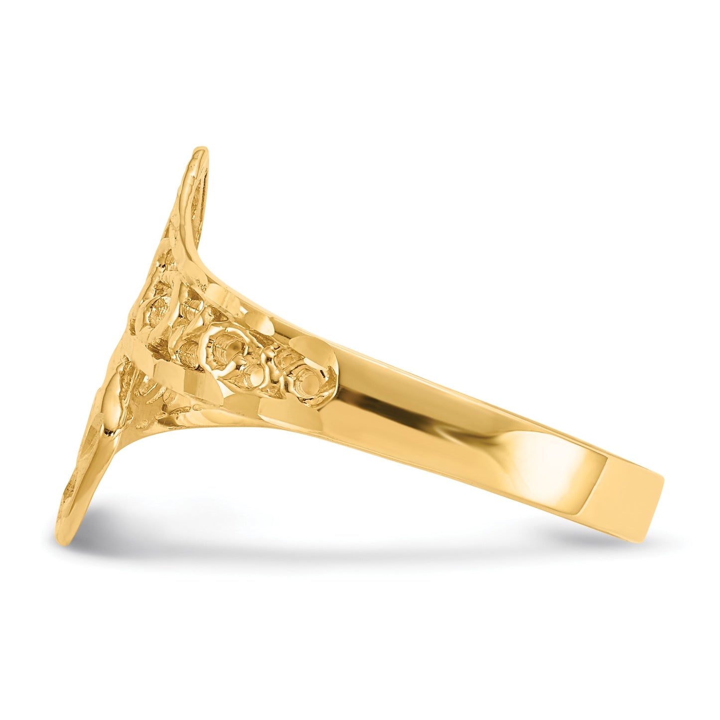 14K Lacey Diamond-cut By-pass Ring