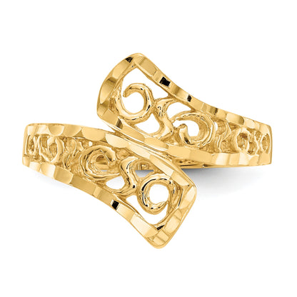 14K Lacey Diamond-cut By-pass Ring