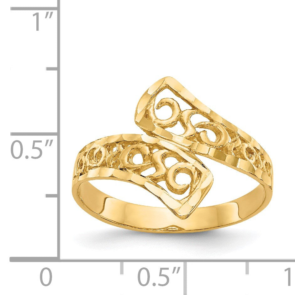 14K Lacey Diamond-cut By-pass Ring