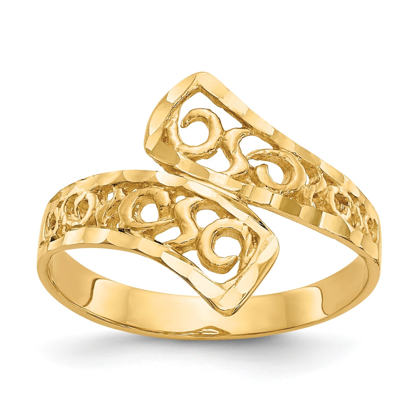 14K Lacey Diamond-cut By-pass Ring