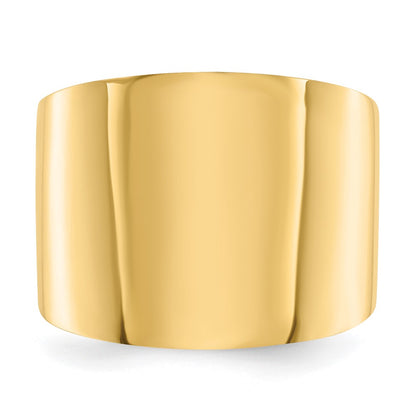 14K 15mm Flat-top Tapered Cigar Band Ring