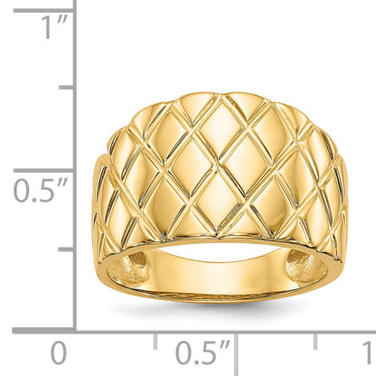 14K Quilted Pattern Dome Ring