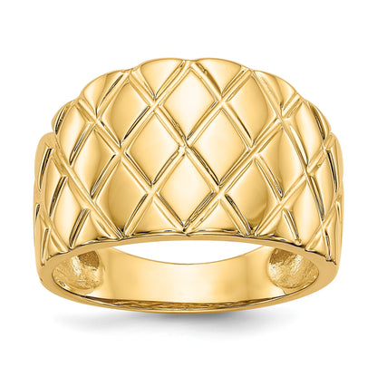 14K Quilted Pattern Dome Ring