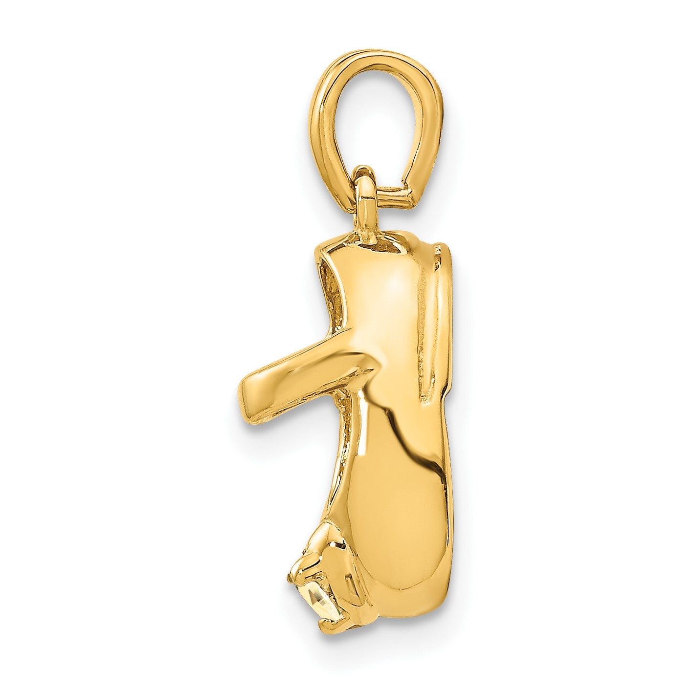 14k 3-D November/Yellow Synthetic Stone Engravable Baby Shoe Charm