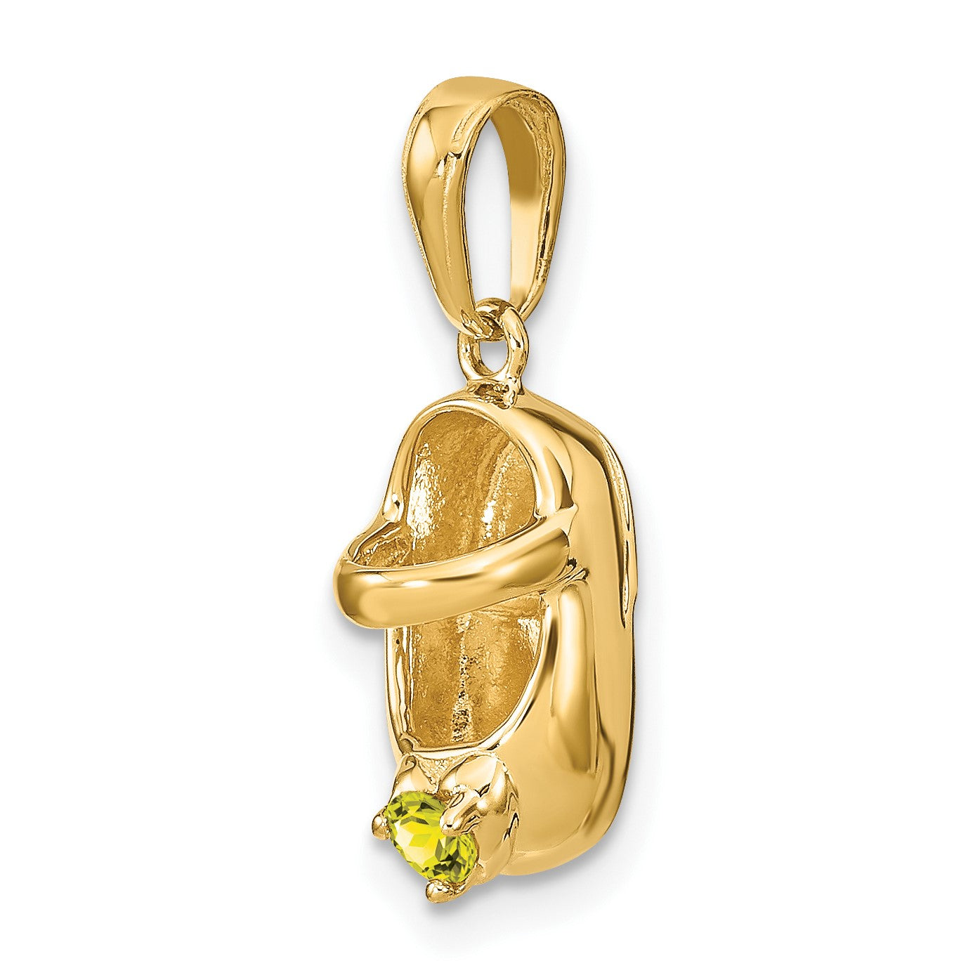 14k 3-D November/Yellow Synthetic Stone Engravable Baby Shoe Charm
