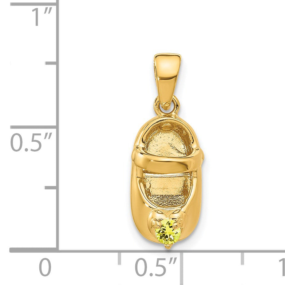 14k 3-D November/Yellow Synthetic Stone Engravable Baby Shoe Charm