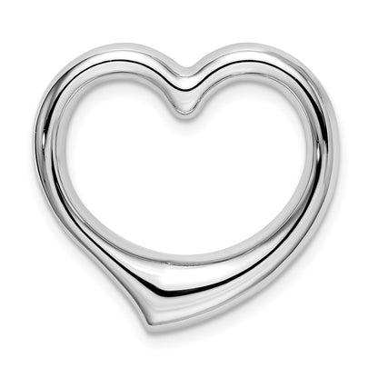 14k White Gold Floating Heart Hollow Chain Slide