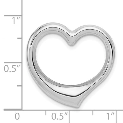 14k White Gold Floating Heart Hollow Chain Slide