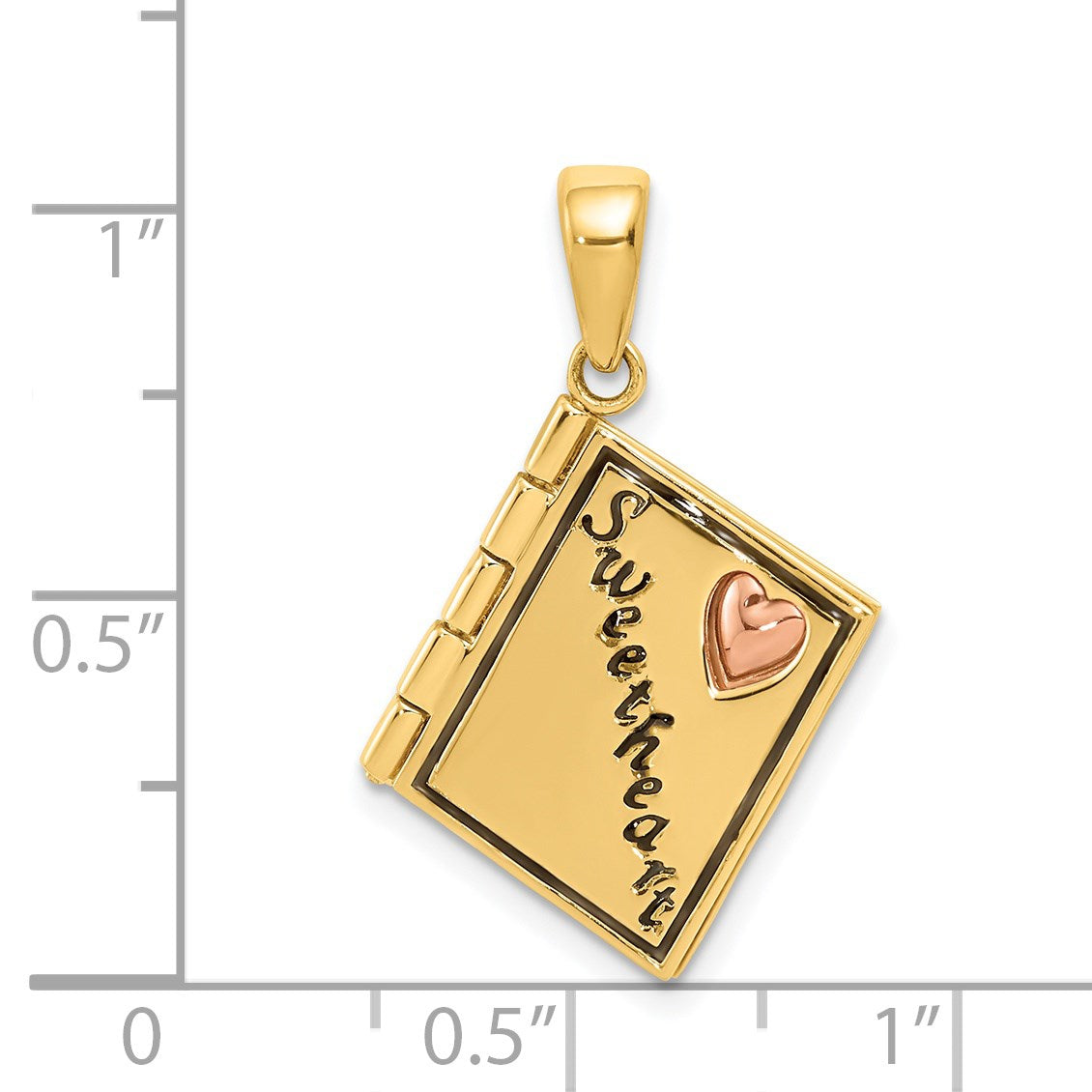 14K Two-tone 3-D Enameled Moveable SWEETHEART Book Charm