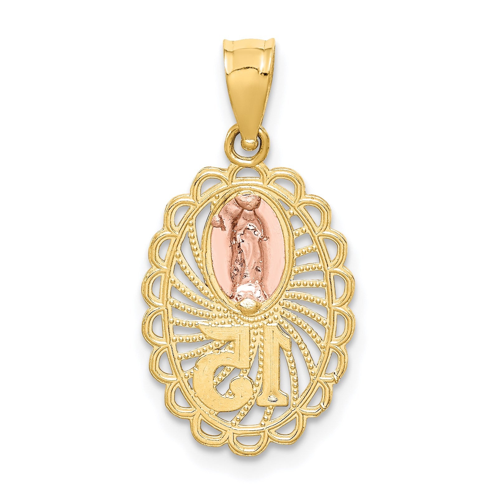 14k Two-tone 15 Our Lady of Guadalupe Pendant