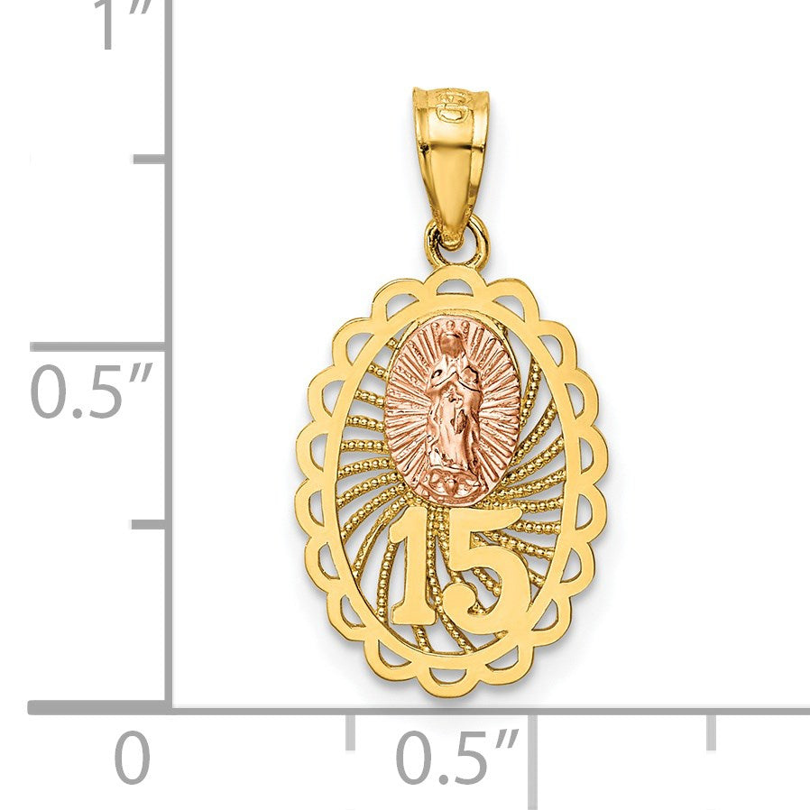 14k Two-tone 15 Our Lady of Guadalupe Pendant