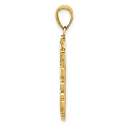 14K DAD Gold Nugget Dog Tag Pendant
