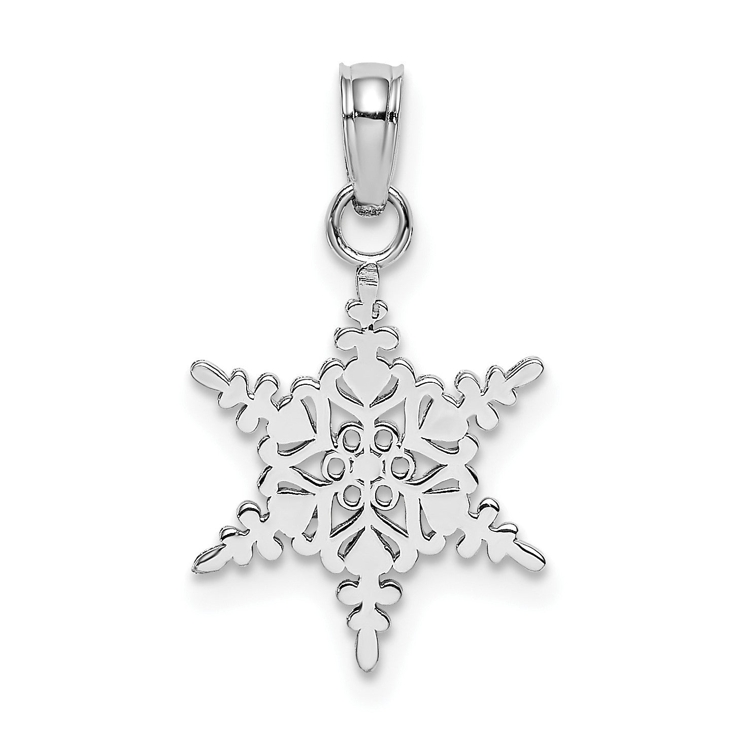 14k White Gold Small Snowflake Pendant