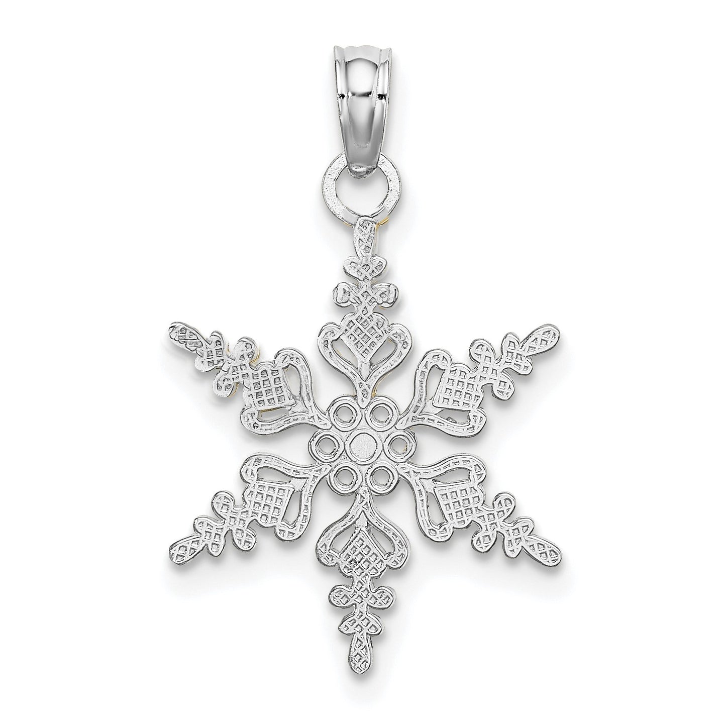 14K White Gold Polished Snowflake Charm