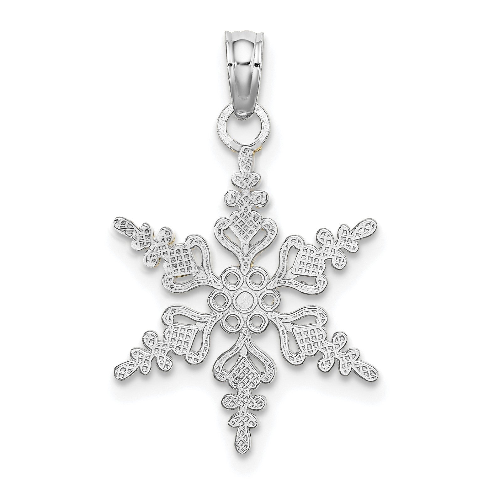 14K White Gold Polished Snowflake Charm