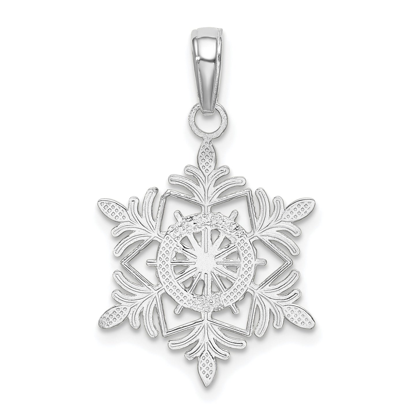 14k White Gold Snowflake Pendant