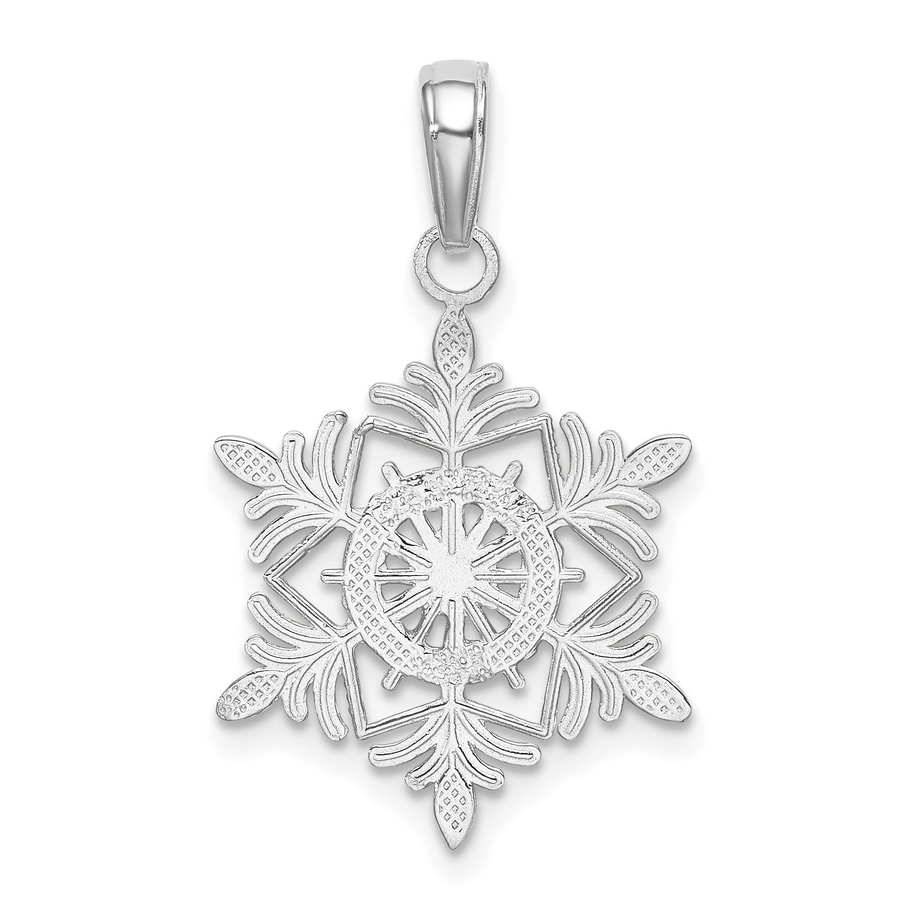 14k White Gold Snowflake Pendant