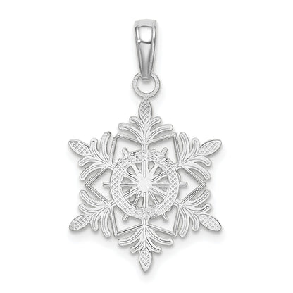 14k White Gold Snowflake Pendant