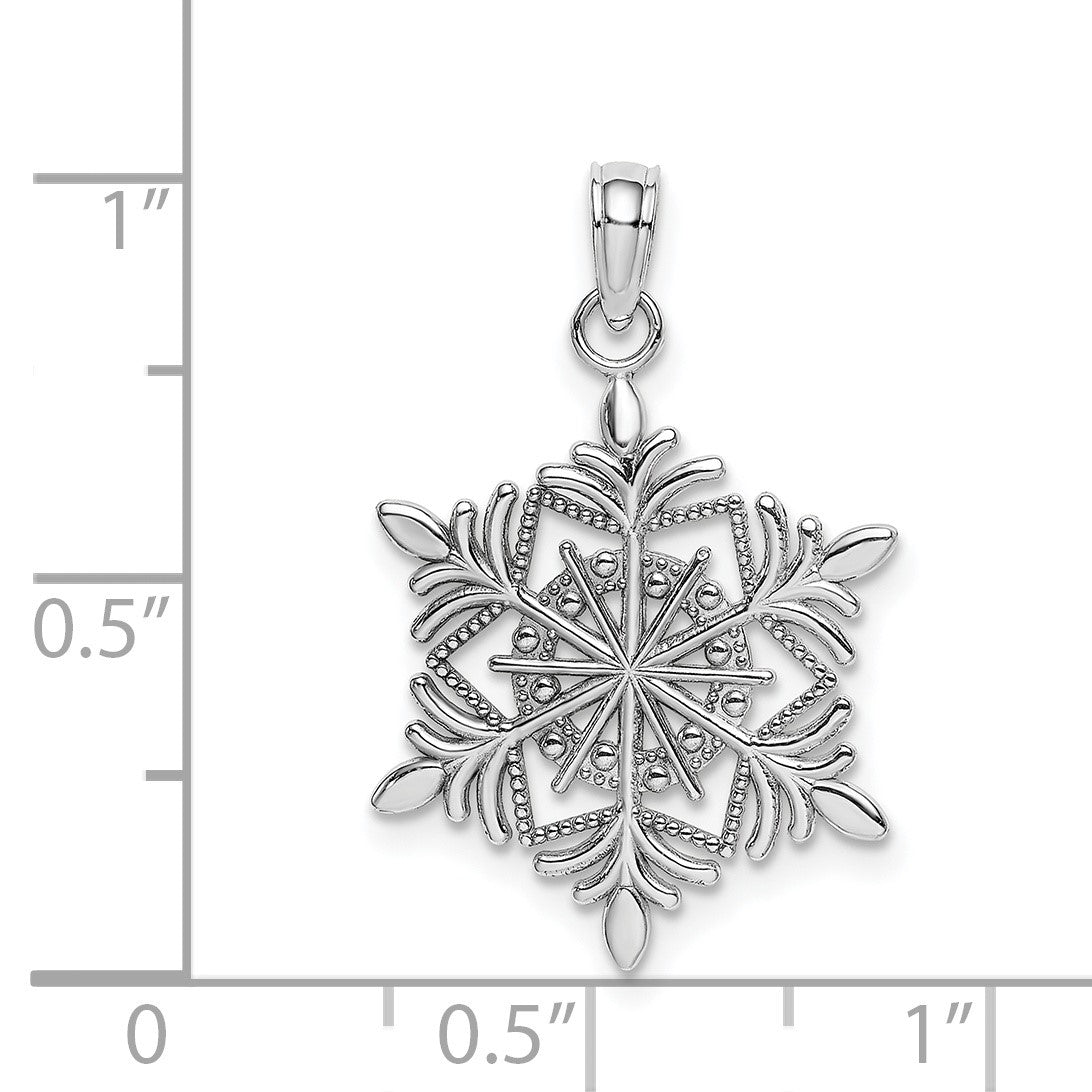 14k White Gold Snowflake Pendant