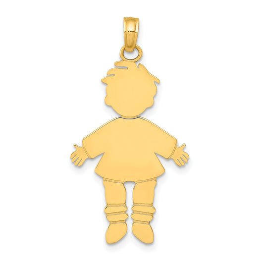 14k Flat Engravable Boy Charm