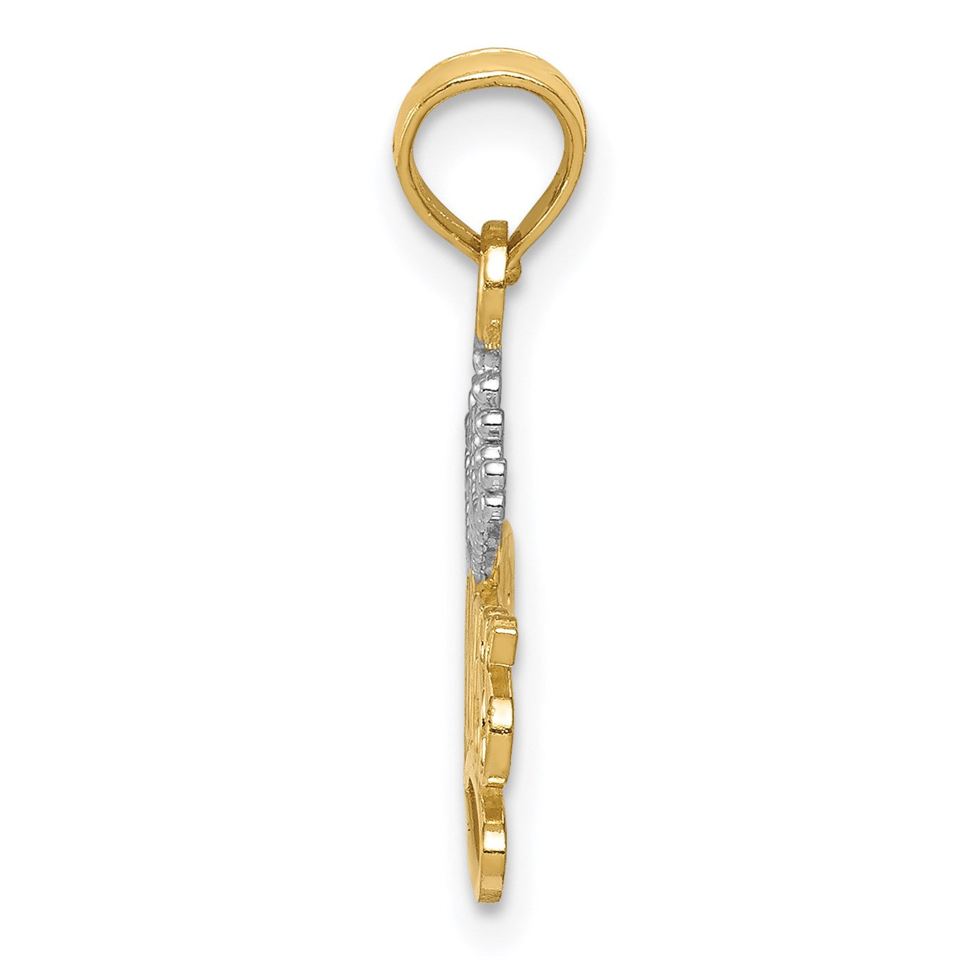 14k and White Rhodium Polished PRINCESS with Crown Pendant