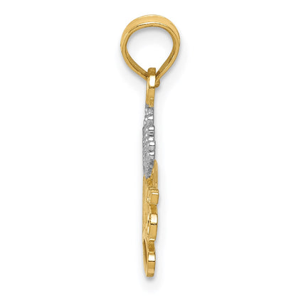 14k and White Rhodium Polished PRINCESS with Crown Pendant